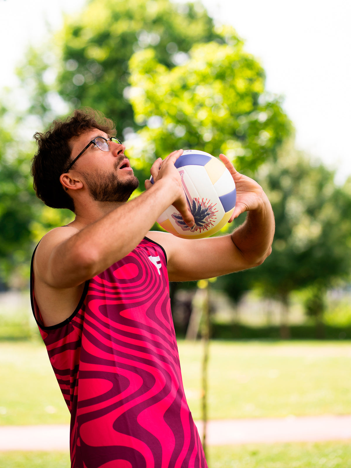 Volleyeur en débardeur de sport pour homme coloris fuchsia LVF Break The Lines