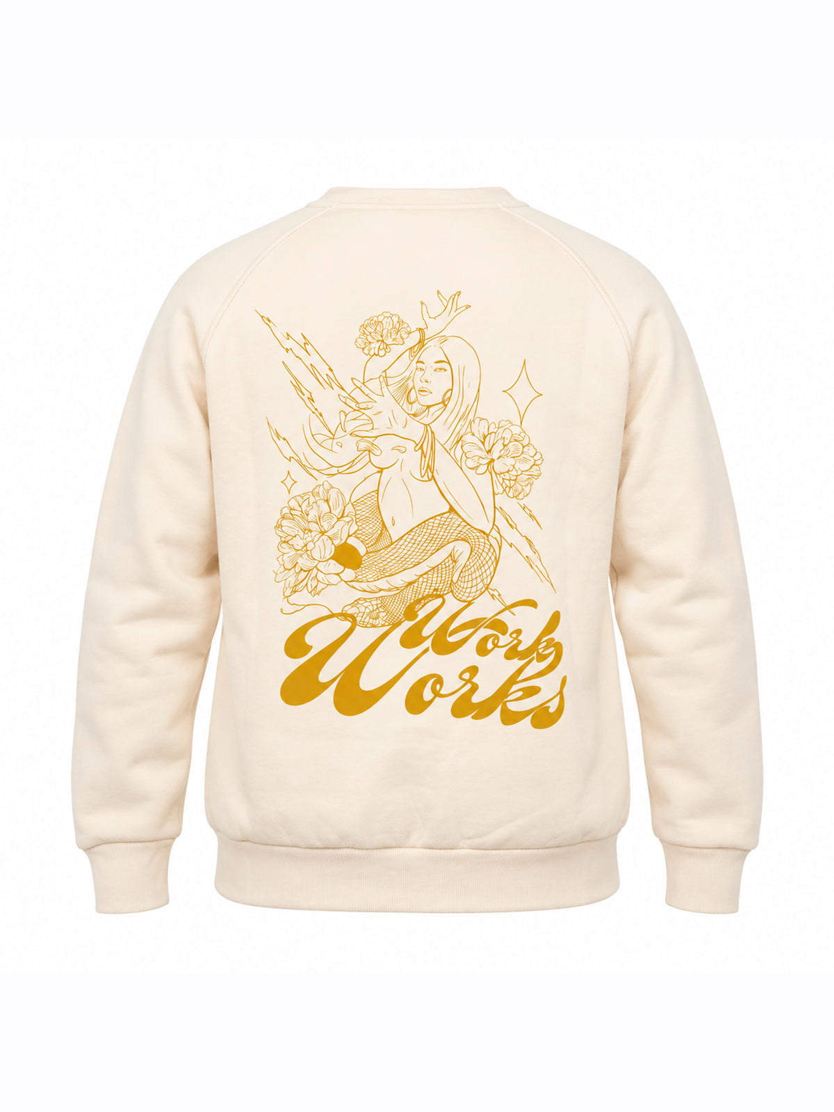 Crewneck brodé deserve it beige vue de dos - LVF Work Works