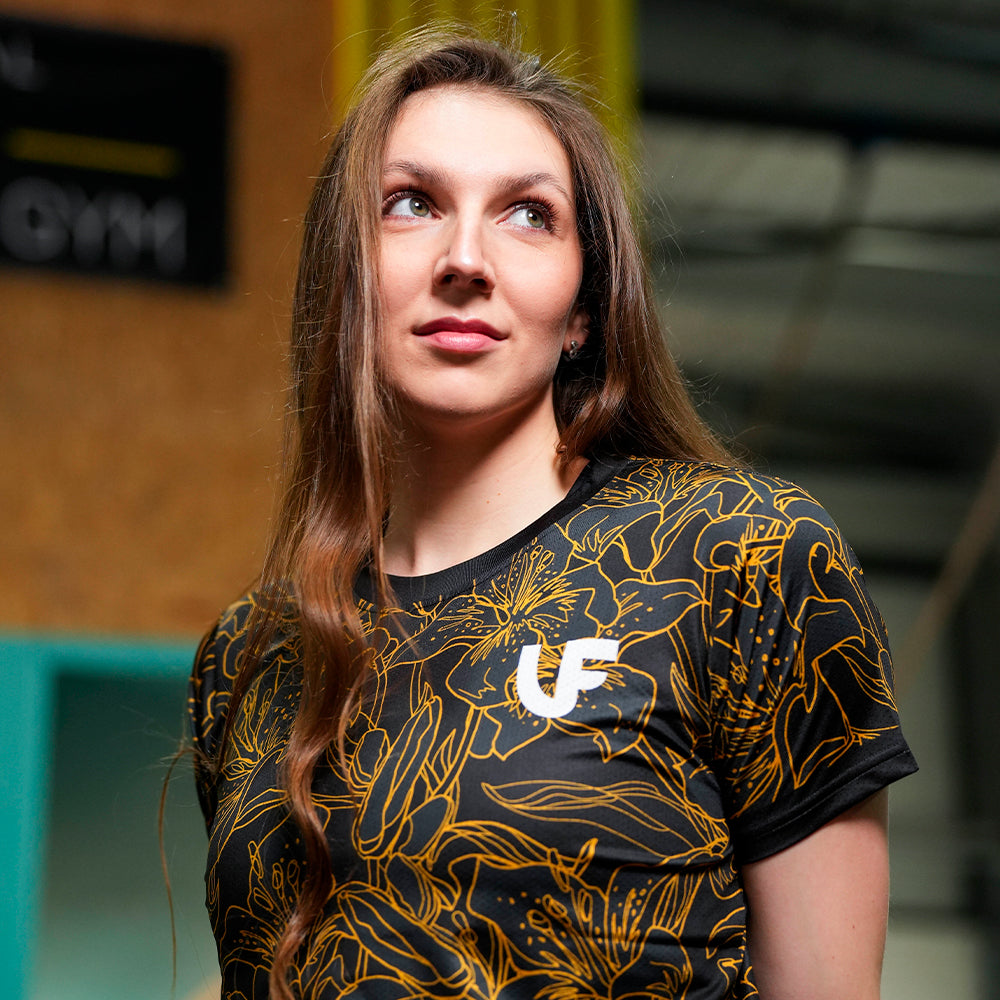 WOMEN'S T-SHIRT - "GOLD FLOWERS"