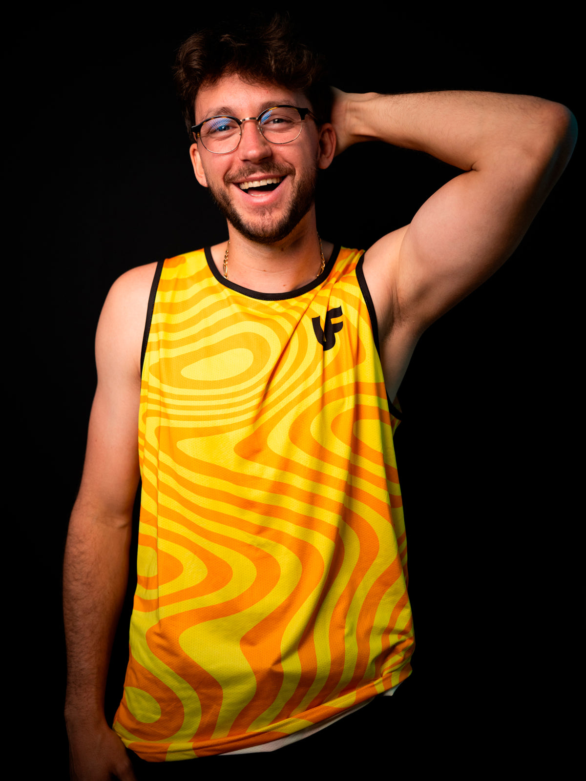 Mannequin en débardeur de sport pour homme coloris jaune LVF Break The Lines